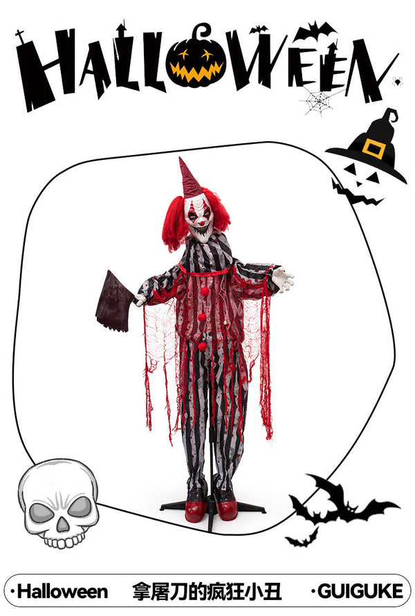 🤡🎃 Halloween Killer Clown Prop – 🔪 Motion Sensor Light-Up Haunted House Decoration